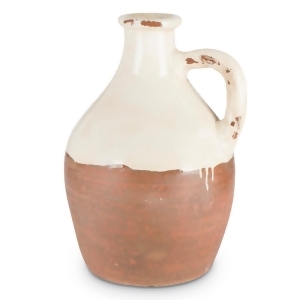 14 Cream White and Orange Mixture of Antique and Glossy Finish Taper Tall Handle Jug - All