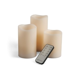 Set of 3 Brown Led Lighted Flameless Indoor/Outdoor Pillar Candles with Wavy-Edged Top 6 - All