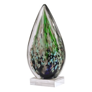 12 Purple Green and Blue Teardrop Shaped Art Glass Sculpture - All