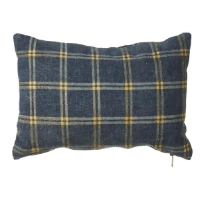 Set of 2 Blue and Yellow Plaid Patterned Rectangular Throw Pillows 24 - All