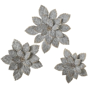 Set of 6 Gray and Gold Colored Galvanized Decorative Flower Wall Decors 14 - All