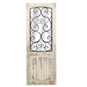 46.5 White and Black Distressed Finish Door Mirror with Scroll Overlay - All