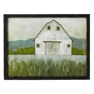 Set of 2 White and Green Pastoral Barn Rectangular Wall Decors with Frame 20 - All