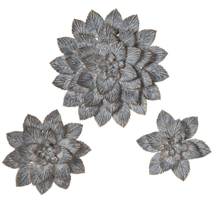 Set of 6 Gray and Gold Colored Galvanized Leaf Flower Wall Decors 9.87 - All
