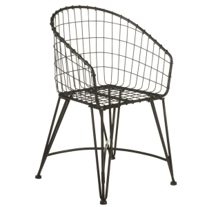 34 Black Distress Finished Grid Wrap Around Outdoor Patio Bistro Chair - All