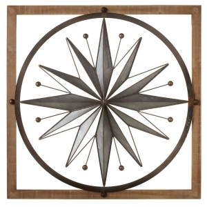 Set of 2 Grey and Brown Framed Galvanized Compass Wall Decors 28 - All