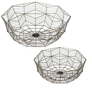 Set of 4 Gunmetal Geometric Patterned Baskets with Gold Accents 24.25 - All