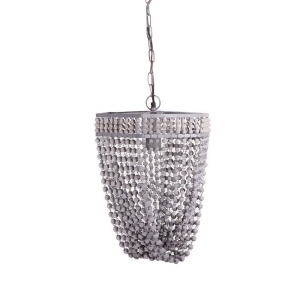 16 Grey Beaded Basket Inspired Ceiling Chandelier with Hexagonal Frame - All