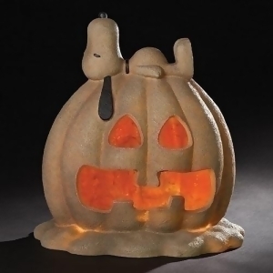 18 Beige and Stone Finish Orange Snoopy Jack-O-Lantern Halloween Decoration - All
