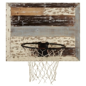 Set of 2 Brown and Ivory White Distressed Finish Basket Ball Hoop Wall Decors 22 - All