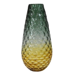 14.75 Purple and Amber Honeycomb Design Art Glass Vase - All
