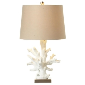 Set of 2 White and Brown Coral Designed Table Lamps with Square Base 25.5 - All