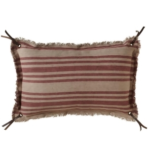 Set of 2 Vintage Red and Beige Stripe Pattern Fringed Rectangular Pillows 24 - All