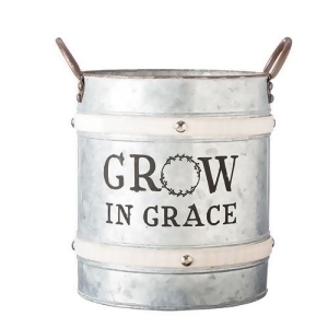 Pack of 2 Gray and Brown Grow In Grace Inspirational Bucket Planter with Handles 12.5 - All