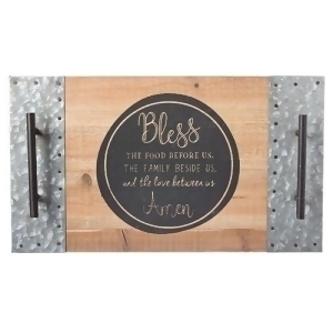 Pack of 2 Brown and Black Bless The Food Religious Quoted Rectangular Trays 18 - All