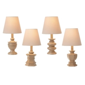 Set of 4 Taupe Antique Style Indoor Decorative Mini Accent Lamps 15 - All