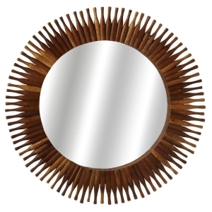 36 Caramel Brown Distressed Finish Decorative Repurposed Roller Pin Wall Mirror - All