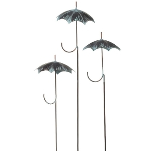 Set of 3 Black and Blue Distressed Finish Patina Umbrella Mini Garden Stakes 24 - All