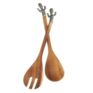 Set of 2 Brown and Silver Outdoor Food Safe Cactus Salad Servers 12.5 - All