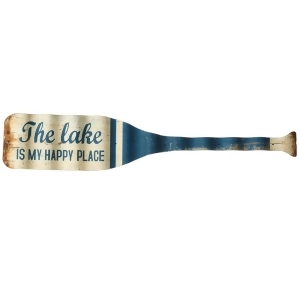 Set of 2 Ivory White and Blue The Lake is My Happy Place Corrugated Paddle Wall Decor 42 - All