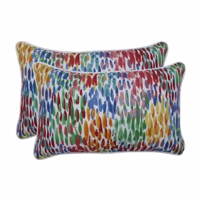 Set of 2 Vibrantly Colored Contemporary Pattern Rectangular Throw Pillows 18.5