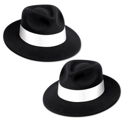 Club Pack of 25 Black 20's Velour Fedora with White Band 5