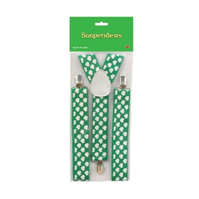 Club Pack of 12 Adjustable St. Patrick's Day Shamrock Suspenders 