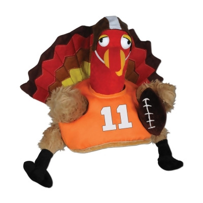 Pack of 4 Plush Football Turkey Touchdown Thanksgiving Party Hats – One Size Fits Most 