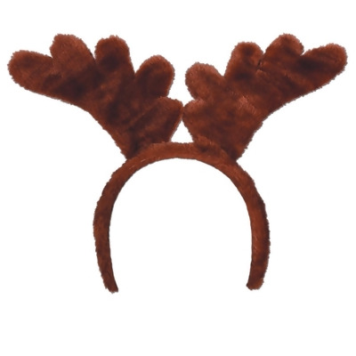 Club Pack of 12 Brown Plush Reindeer Antler Snap-On Headband Accessories 