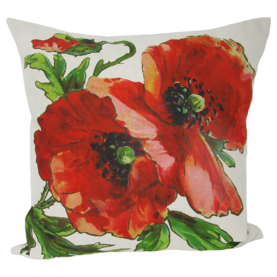 18” Vintage Poppy Pillow Cover 