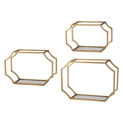 Set of 3 Curved Gold Wall Shelf 20