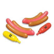 Set of 2 Inflatable Hot Dog Ride On Swimming Pool Battle Set with Boppers Game, 56-Inch Set of 2 Inflatable Hot Dog Ride On Swimming Pool Battle Set with Boppers Game, 56-Inch