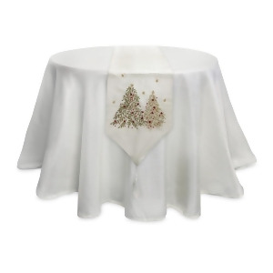UPC 093422121965 product image for 13 Cream White and Silver Colored Christmas Tree Embroidered Table Runner - All | upcitemdb.com
