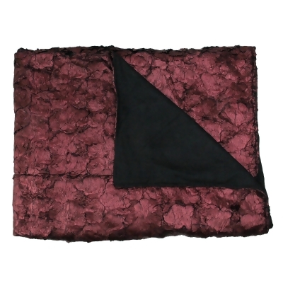 Burgundy and Black Plush and Velvety Faux Fur Throw Blanket 50