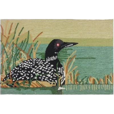 22” x 34” Black and Brown Loon by the Lake Area Rug 