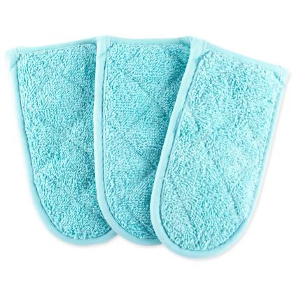Set of 3 Aqua Quilted Diamond Designed Panhandles 6