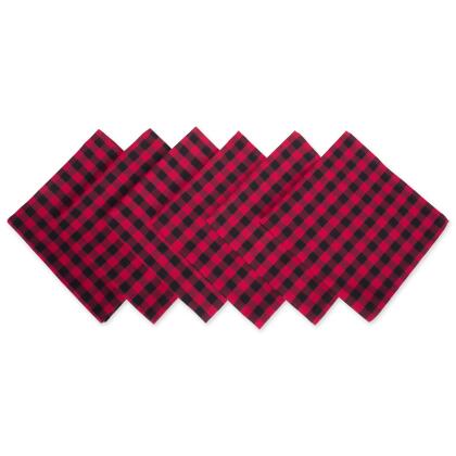 Set of 6 Red and Black Logger Checked Square Napkins 20” 