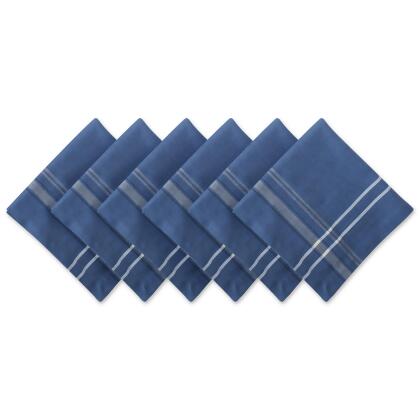 Set of 6 Blue and White Chambray French Striped Napkins 20” 