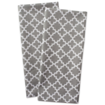 Set of 2 Gray Lattice Designed Dishtowels 28