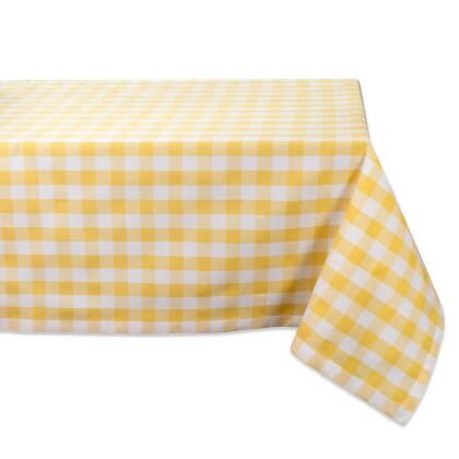 White and Yellow Checkered Chambray Rectangular Tablecloth 60