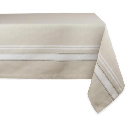 Gray and White French Striped Pattern Rectangular Tablecloth 60