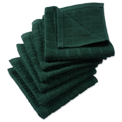 Set of 6 Dark Green Solid Window Pane Terry Dishcloths 12