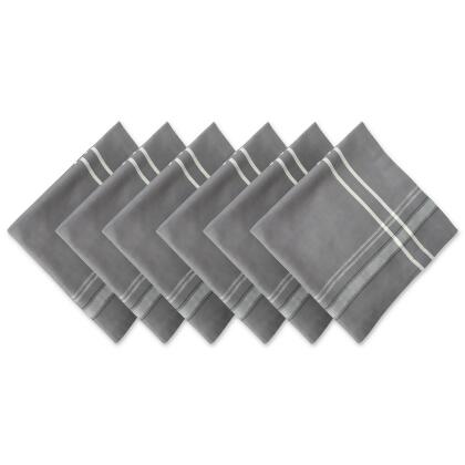 Set of 6 Gray and White Chambray French Striped Square Napkins 20” 