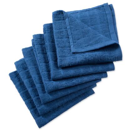 Set of 6 Blue Solid Windowpane Squared Dishcloths 12