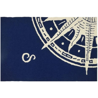 22” x 34” Blue and White Sailors Compass Indoor/Outdoor Area Rug 
