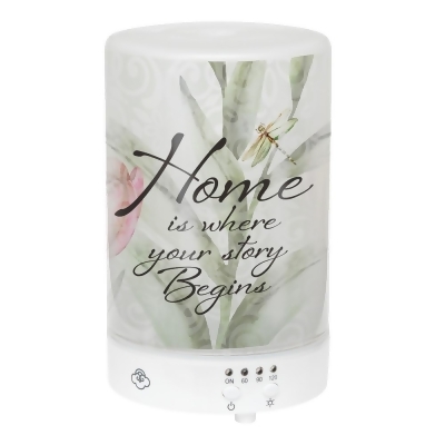 5.75” LED Floral Dragonfly “Home Is Where” Inspirational Essential Oil Diffuser 