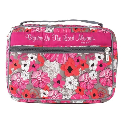 7.75” Pink Quilted “Rejoice In The Lord Always Phil. 4:4” Inspirational Book Tote” 