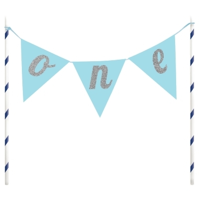 Club Pack of 12 Blue and White Sparkling Cake Toppers 9