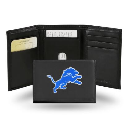 4 Blue and Black NFL Detroit Lions Embroidered Trifold Wallet at christmas.com