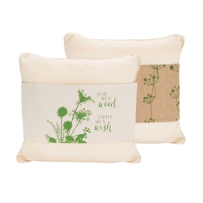 White and Green Some See A Weed Others See A Wish Burlap Fabric Pillow Jacket 36 x 8 